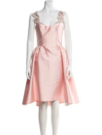 Pre-owned Sabina Bilenko Square Neckline Knee-length Dress W/ Tags In Pink