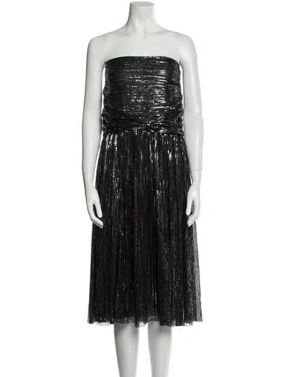 Pre-owned Sabina Bilenko Striped Knee-length Dress W/ Tags In Black