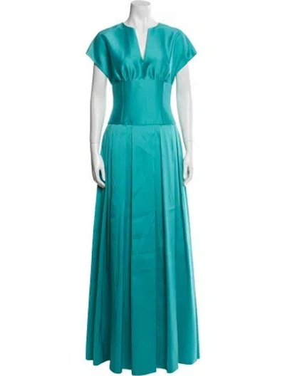 Pre-owned Sabina Bilenko V-neck Long Dress In Blue
