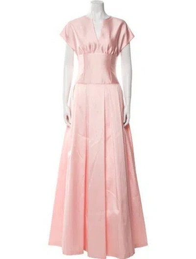 Pre-owned Sabina Bilenko V-neck Long Dress In Pink