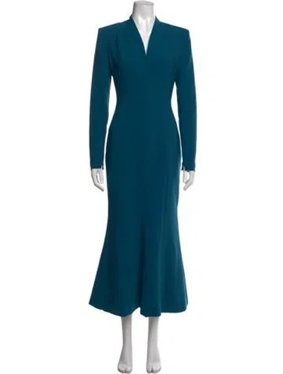 Pre-owned Sabina Bilenko V-neck Long Dress W/ Tags In Blue