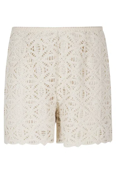 Sabina Musayev Ciello Lace-trimmed Cotton Shorts