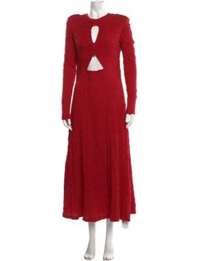 Pre-owned Sabina Musayev Crew Neck Long Dress In Red