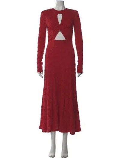 Pre-owned Sabina Musayev Crew Neck Long Dress In Red