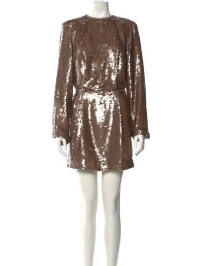 Pre-owned Sabina Musayev Crew Neck Mini Dress In Brown