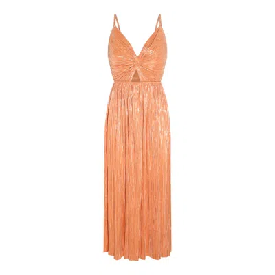 Sabina Musayev Pleated Midi Dress In Orange