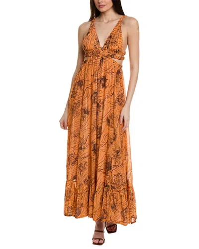 Pre-owned Sabina Musayev Fiorello Silk-blend Maxi Dress Women's In Orange