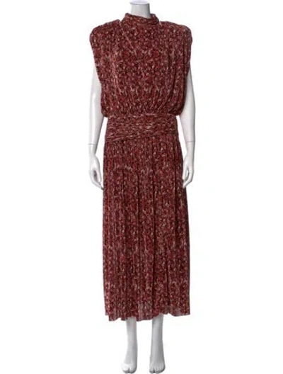 Pre-owned Sabina Musayev Floral Print Long Dress In Orange