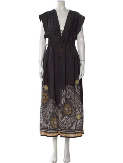 Pre-owned Sabina Musayev Floral Print Long Dress W/ Tags In Black
