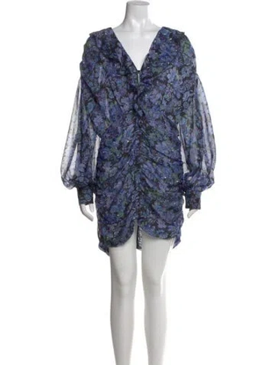 Pre-owned Sabina Musayev Floral Print Mini Dress In Blue