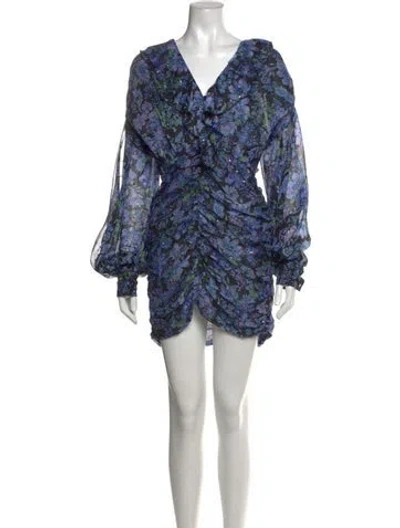 Pre-owned Sabina Musayev Floral Print Mini Dress In Blue