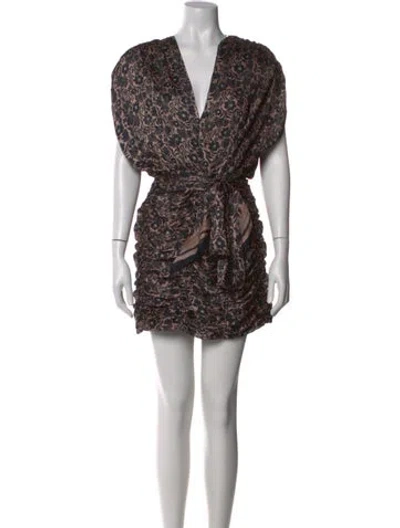 Pre-owned Sabina Musayev Floral Print Mini Dress In Brown