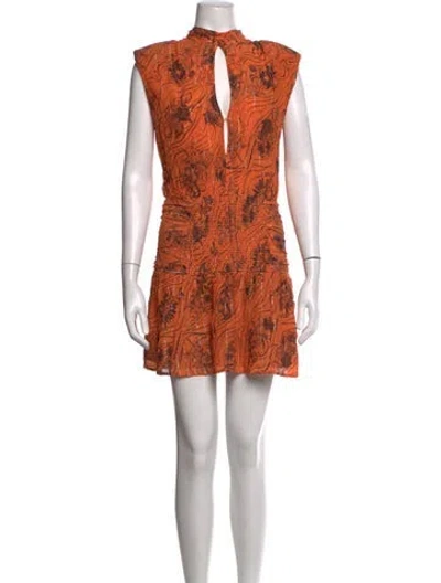 Pre-owned Sabina Musayev Floral Print Mini Dress In Orange