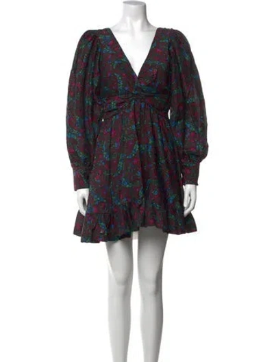 Pre-owned Sabina Musayev Floral Print Mini Dress W/ Tags In Black/pink/red