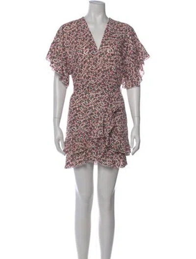 Pre-owned Sabina Musayev Floral Print Mini Dress In White