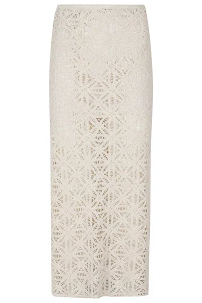 Sabina Musayev Lace Midi Anaya Skirt In Gray