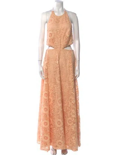 Pre-owned Sabina Musayev Lace Pattern Long Dress In Orange
