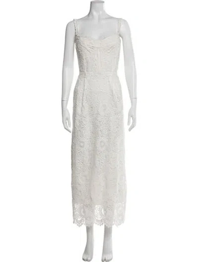 Pre-owned Sabina Musayev Lace Pattern Midi Length Dress In White