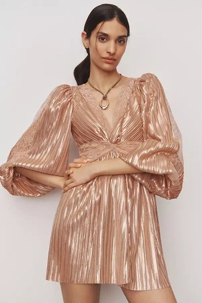 Sabina Musayev Laurel Deep-v Long-sleeve Mini Dress In Pink