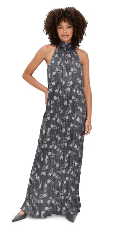 Sabina Musayev London Dress Graphite Print In Blue