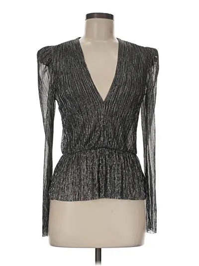 Pre-owned Sabina Musayev Long Sleeve Top Silver Plunge Neckline Tops