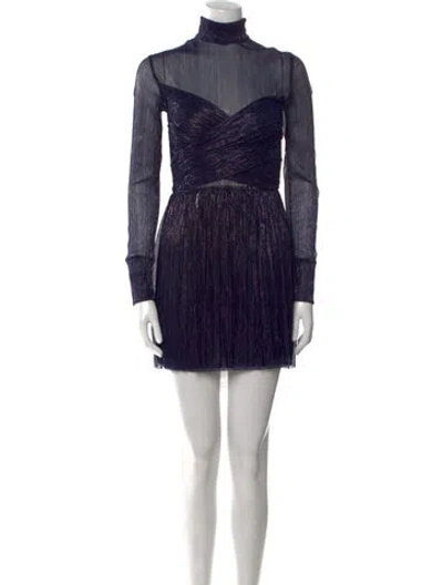 Pre-owned Sabina Musayev Mock Neck Mini Dress In Blue