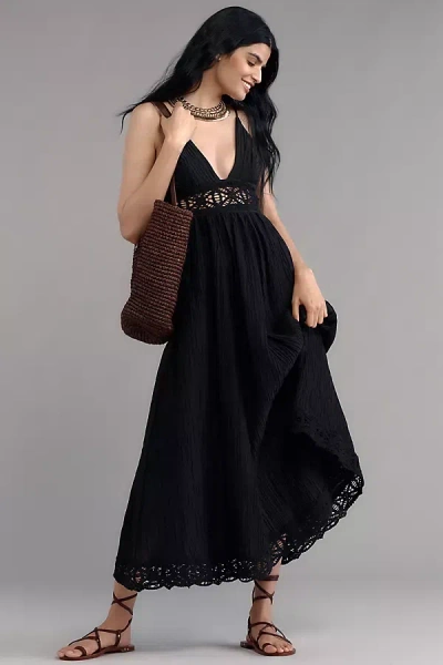 Sabina Musayev Nalaya Sleeveless Deep-v Midi Dress