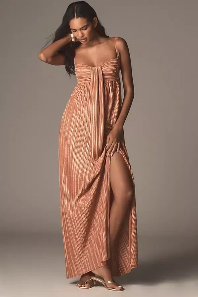 Sabina Musayev Nicola Halter Draped Pleated Maxi Dress