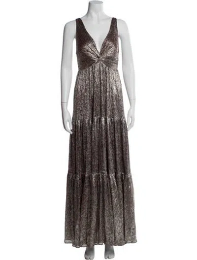 Pre-owned Sabina Musayev Paisley Print Long Dress In Gold