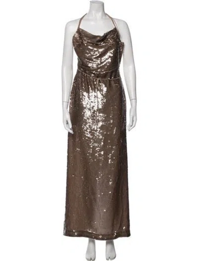 Pre-owned Sabina Musayev Patterned Long Dress In Grey