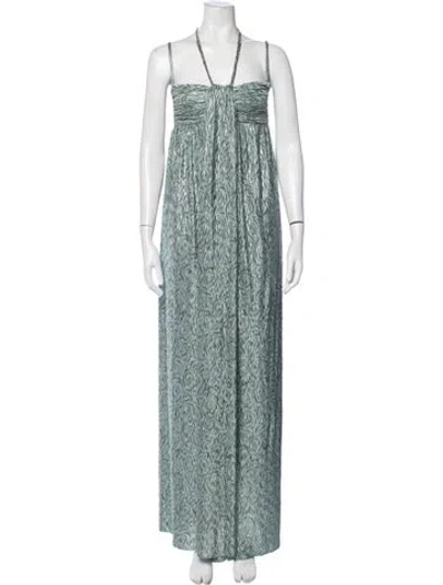 Pre-owned Sabina Musayev Patterned Long Dress W/ Tags In Green