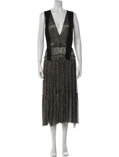 Pre-owned Sabina Musayev Patterned Midi Length Dress In Black/metallic