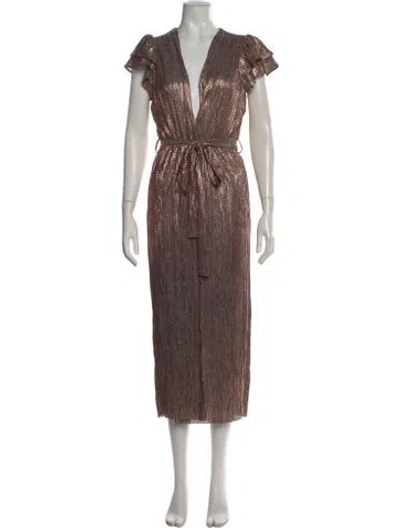 Pre-owned Sabina Musayev Patterned Midi Length Dress In Brown
