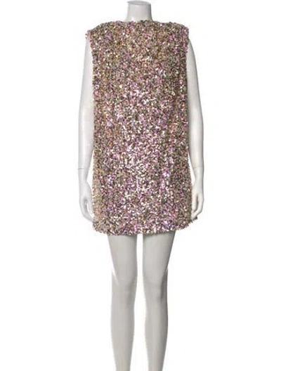 Pre-owned Sabina Musayev Patterned Mini Dress In Neutrals