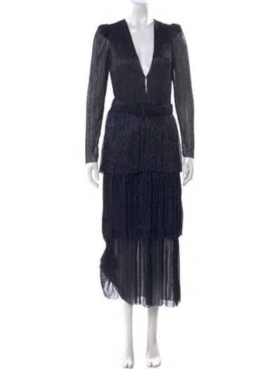 Pre-owned Sabina Musayev Printed Long Dress In Blue