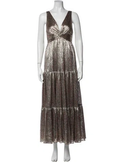 Pre-owned Sabina Musayev Printed Long Dress In Gold