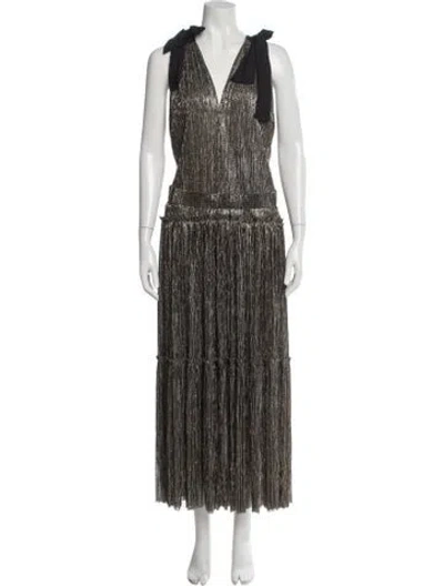 Pre-owned Sabina Musayev Printed Long Dress In Neutral
