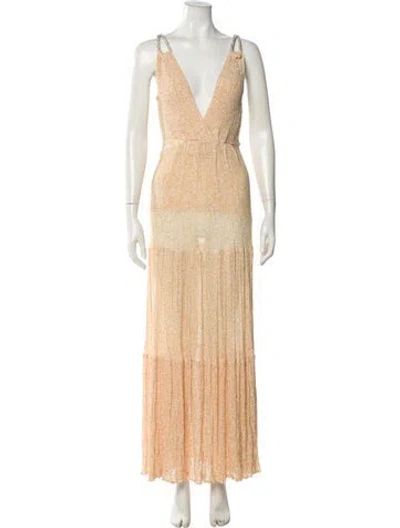 Pre-owned Sabina Musayev Printed Long Dress In Orange
