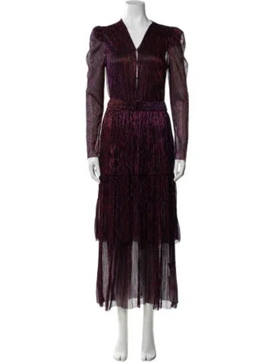 Pre-owned Sabina Musayev Printed Long Dress In Purple