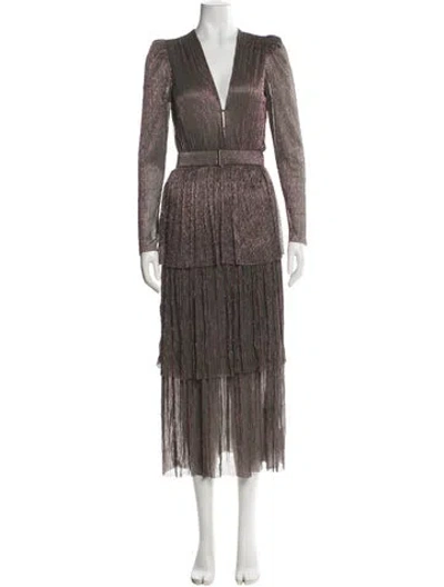 Pre-owned Sabina Musayev Printed Long Dress In Silver