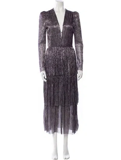 Pre-owned Sabina Musayev Printed Long Dress In Silver