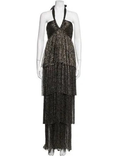 Pre-owned Sabina Musayev Printed Long Dress W/ Tags In Gold