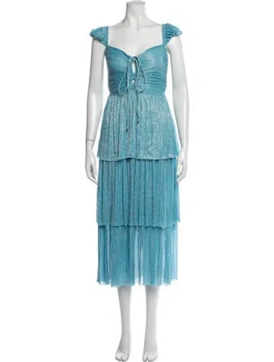 Pre-owned Sabina Musayev Printed Midi Length Dress In Blue