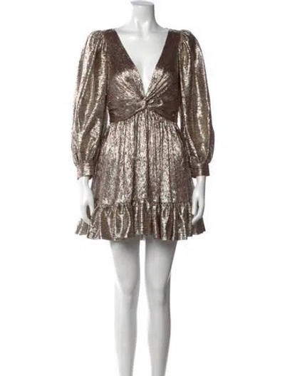 Pre-owned Sabina Musayev Printed Mini Dress In Gold/metallic