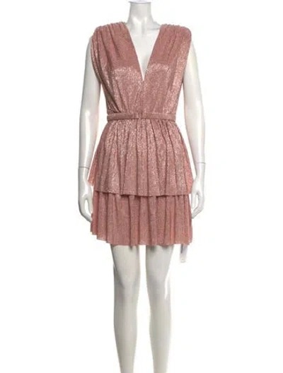 Pre-owned Sabina Musayev Printed Mini Dress In Gold/metallic/pink
