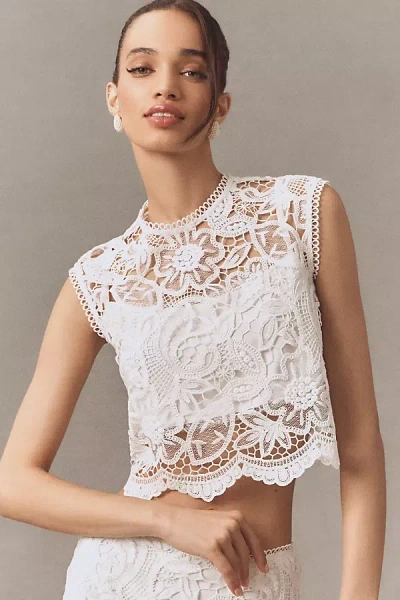 Sabina Musayev Rhodes Lace Cropped Top In White