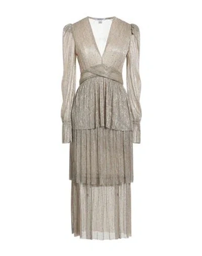 Sabina Musayev Sabina Musáyev Woman Midi Dress Beige Size M Polyester, Metallic Fiber