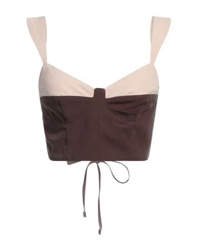 Sabina Musayev Sabina Musáyev Woman Top Dark Brown Size L Viscose, Polyester