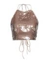 Sabina Musayev Sabina Musáyev Woman Top Light Brown Size M Polyester, Pet (polyethylene Terephthalate) In Beige