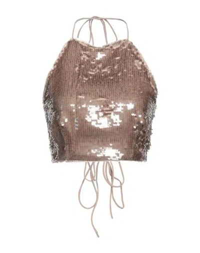 Sabina Musayev Sabina Musáyev Woman Top Light Brown Size M Polyester, Pet (polyethylene Terephthalate) In Beige